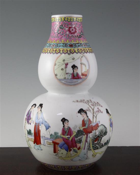 A Chinese Republic porcelain double gourd vase, 13in.